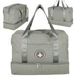 Handbagageväska grå 30x39x18 cm polyester, 5 fack med vattentätt fack