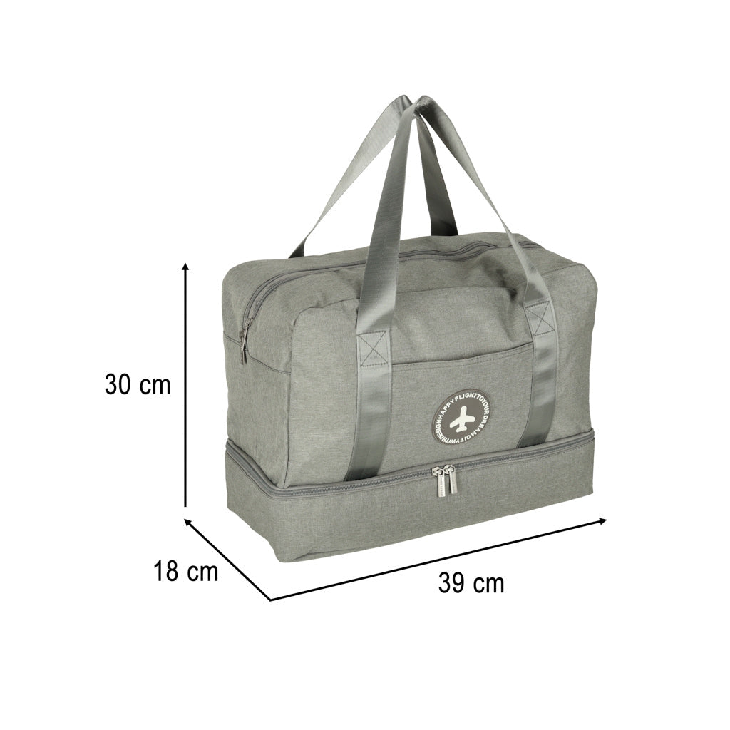 Handbagageväska grå 30x39x18 cm polyester, 5 fack med vattentätt fack