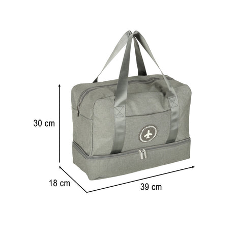 Handbagageväska grå 30x39x18 cm polyester, 5 fack med vattentätt fack