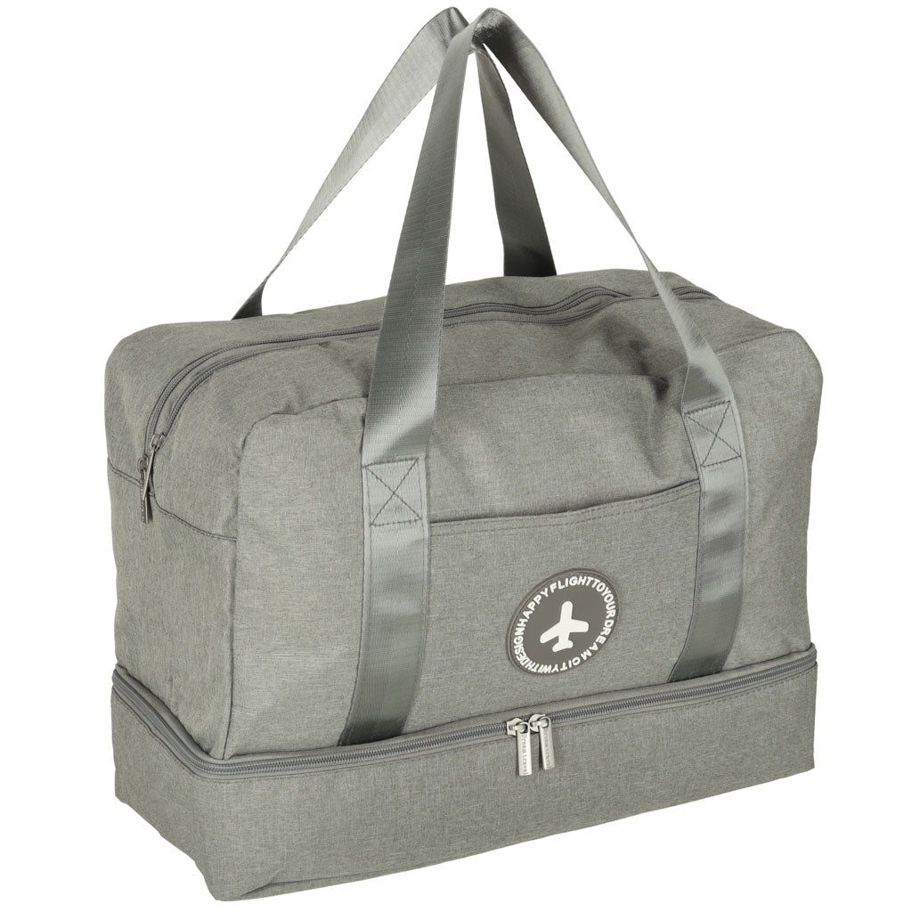 Handbagageväska grå 30x39x18 cm polyester, 5 fack med vattentätt fack