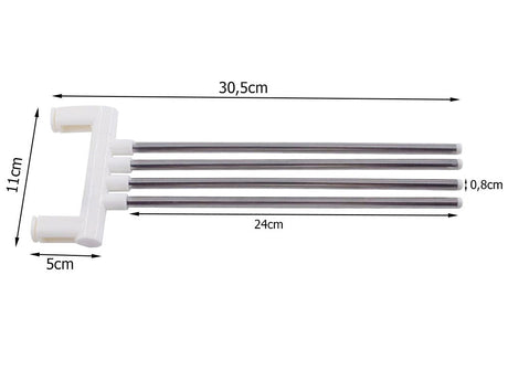 Handdukshängare vägg 4 svängbara armar självhäftande vit 24 cm