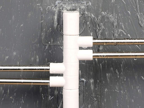 Handdukshängare vägg 4 svängbara armar självhäftande vit 24 cm