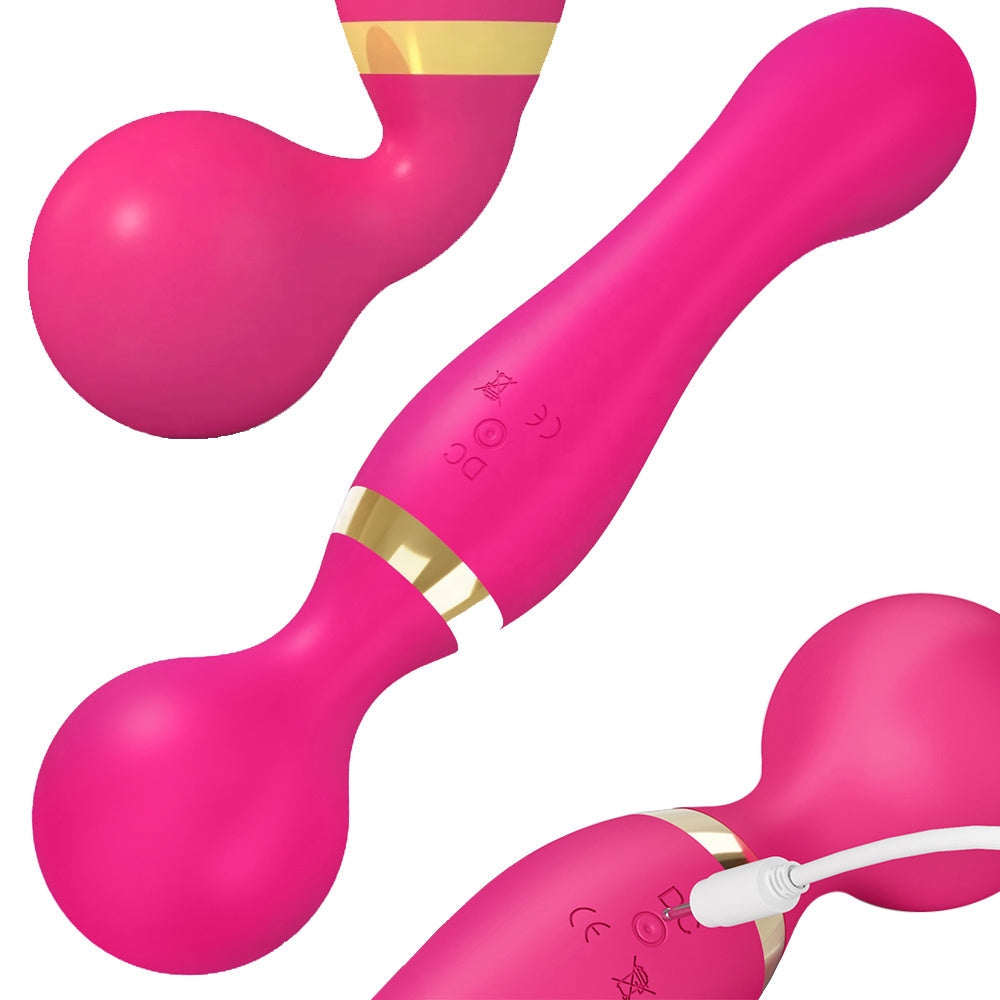 Handhållen vibrationsmassager silikon USB uppladdningsbar rosa 21,5 cm