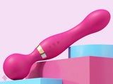 Handhållen vibrationsmassager silikon USB uppladdningsbar rosa 21,5 cm