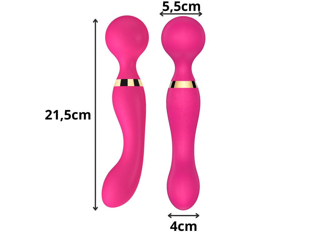 Handhållen vibrationsmassager silikon USB uppladdningsbar rosa 21,5 cm