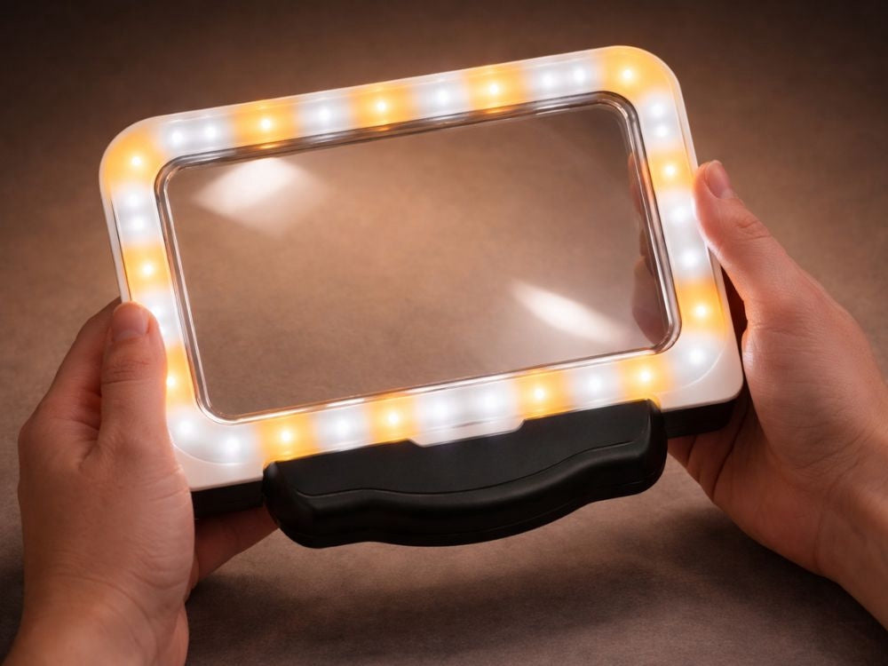 Handhållet förstoringsglas 2,5x med 48 LED och USB vit/svart
