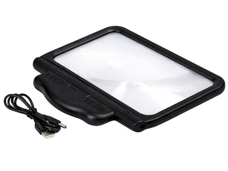 Handhållet förstoringsglas 2,5x med 48 LED och USB vit/svart