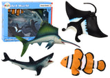 Havsdjurfigurer set 5-pack realistiska (haj, delfin, rocka) 3+