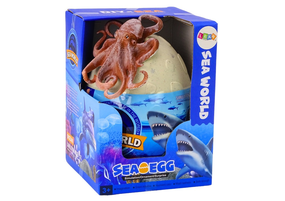 Havsdjur figurset i ägg 26 delar (20 djur + 6 växter) 22 cm