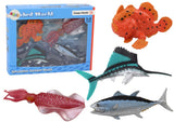 Havsdjur leksaksfigurer 4-pack realistiska fiskar och bläckfisk 3+
