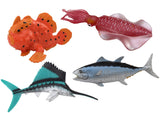Havsdjur leksaksfigurer 4-pack realistiska fiskar och bläckfisk 3+