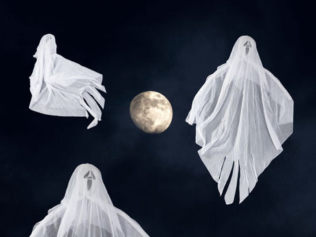 Hängande Halloween-dekoration spöke tyg/plast svart/vit 65 cm