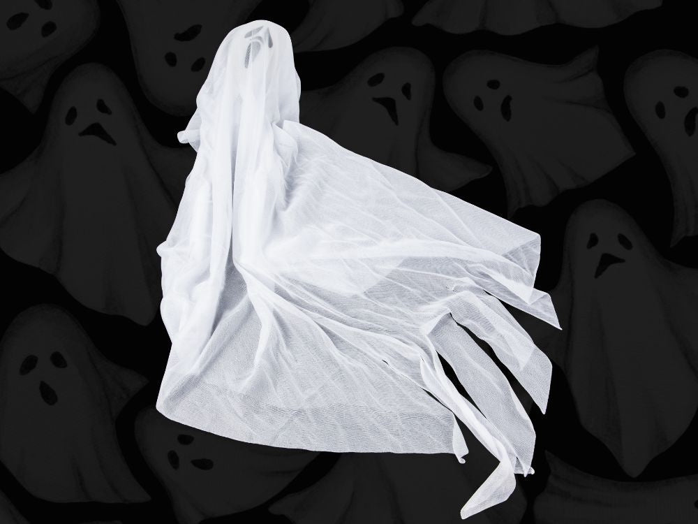 Hängande Halloween-dekoration spöke tyg/plast svart/vit 65 cm