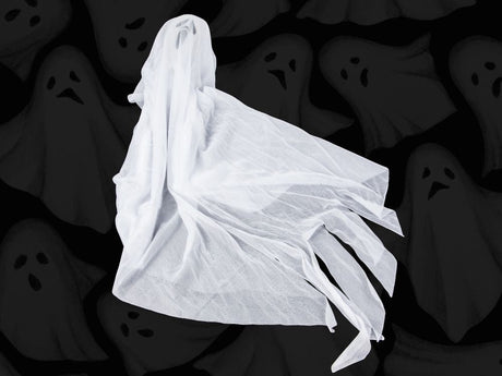 Hängande Halloween-dekoration spöke tyg/plast svart/vit 65 cm