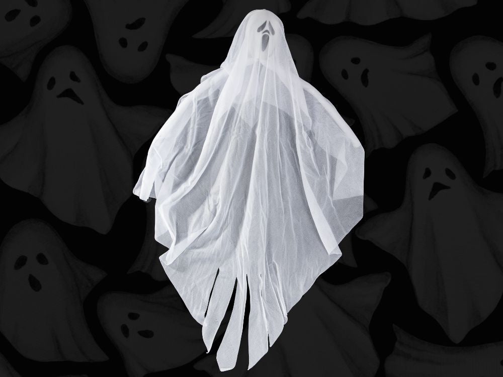 Hängande Halloween-dekoration spöke tyg/plast svart/vit 65 cm
