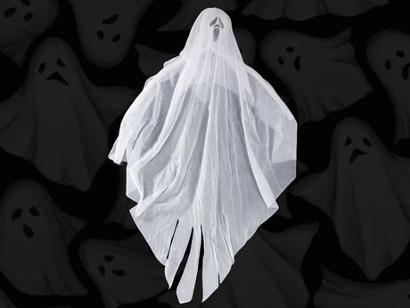Hängande Halloween-dekoration spöke tyg/plast svart/vit 65 cm