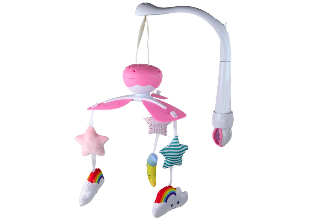 Hängande babymobil med musik, klämfäste, måne & moln 50 cm