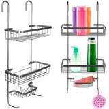 Hängande duschhylla 3 hyllor aluminium silver med sugkopp 63 cm