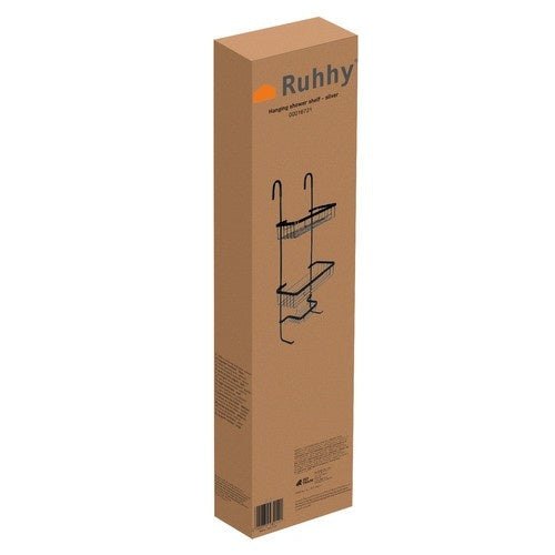 Hängande duschhylla 3 hyllor aluminium silver med sugkopp 63 cm