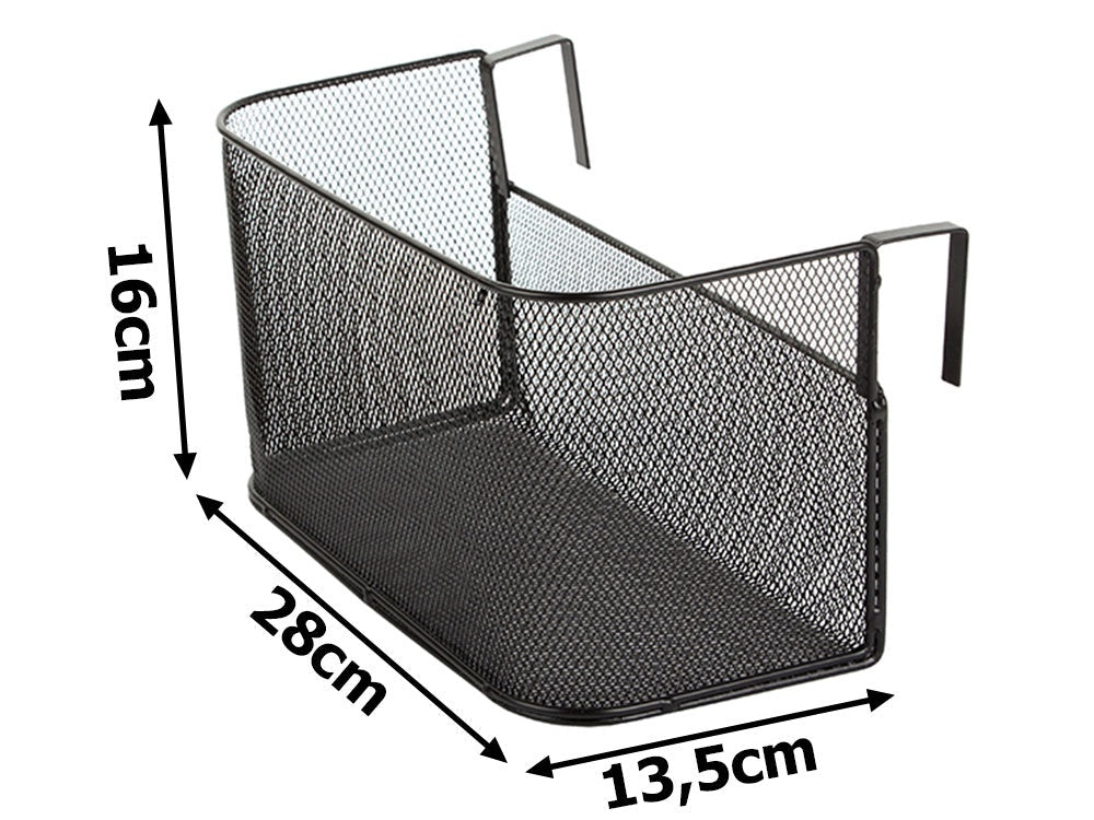 Hängande förvaringskorg metall 28x16x13,5 cm svart för dörr/hylla