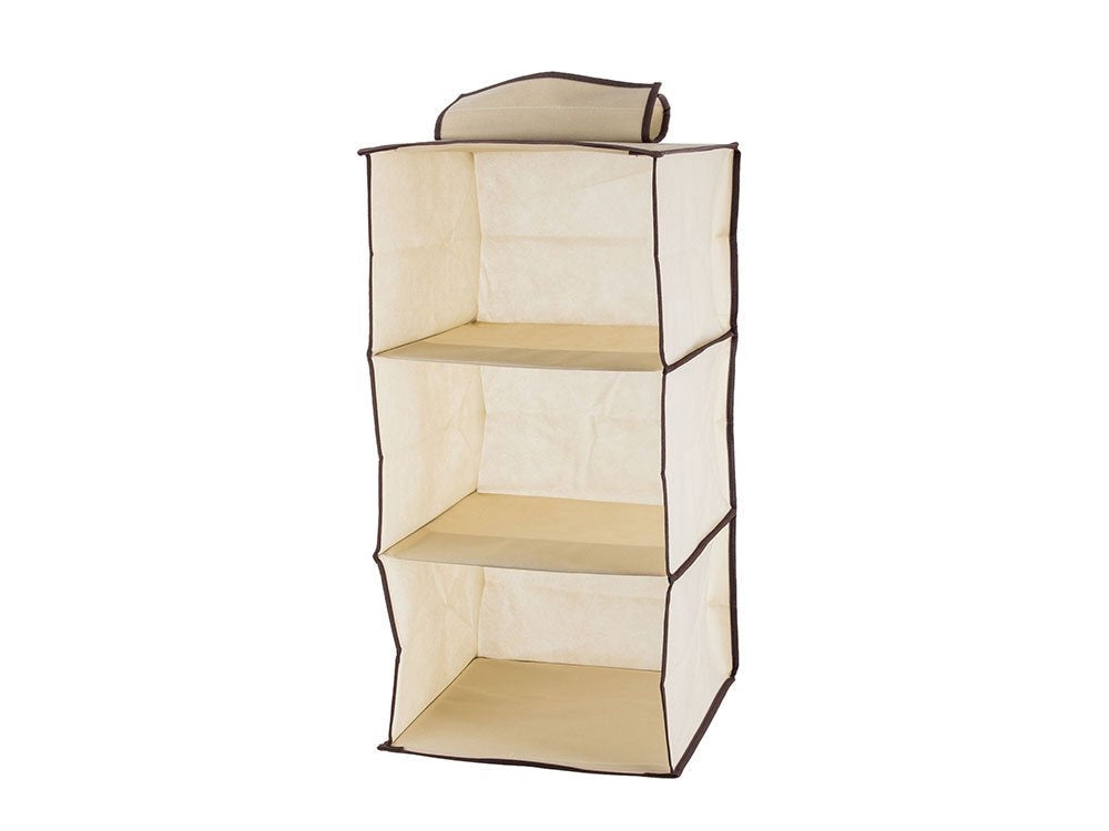 Hängande garderobsförvaring 3 hyllor 30x30x60 cm, beige