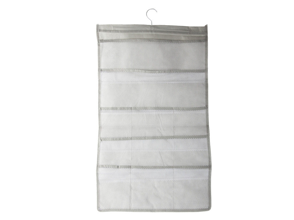 Hängande garderobsorganisatör 22 fack dubbelsidig grå 70x40 cm