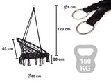 Hängfåtölj med metallram 150 kg svart 80 cm