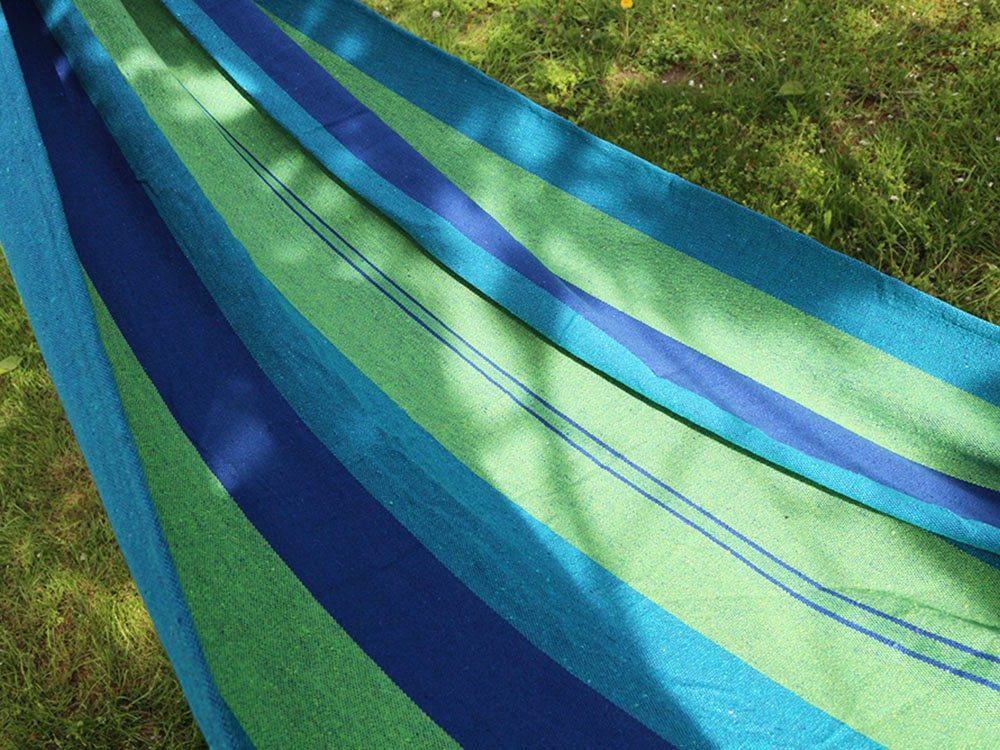 Hängmatta bomull/polyester 200x80 cm 200 kg med förvaringspåse & linor