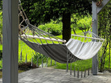 Hängmatta grå 200x100 cm med cover 2 fästrep och bärväska