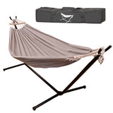 Hängmatta med ställning 210x153 cm justerbar höjd 64–92 cm svart/grå