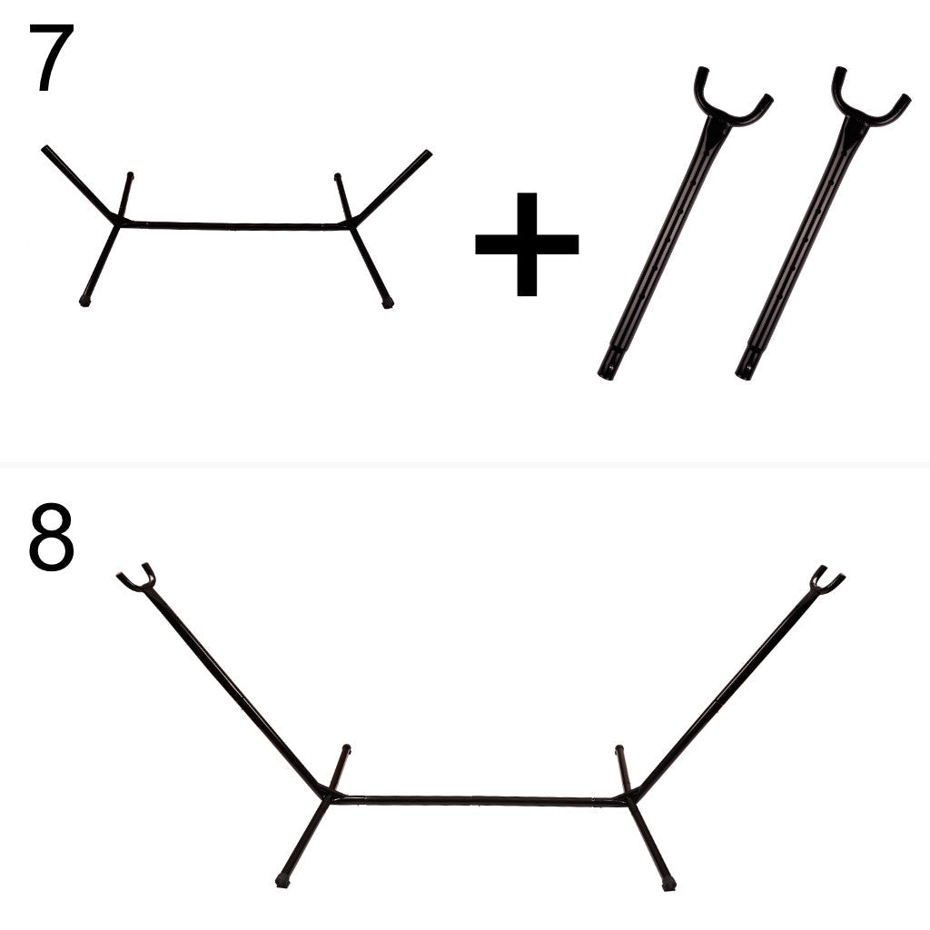 Hängmatta med ställning 210x153 cm justerbar höjd 64–92 cm svart/grå