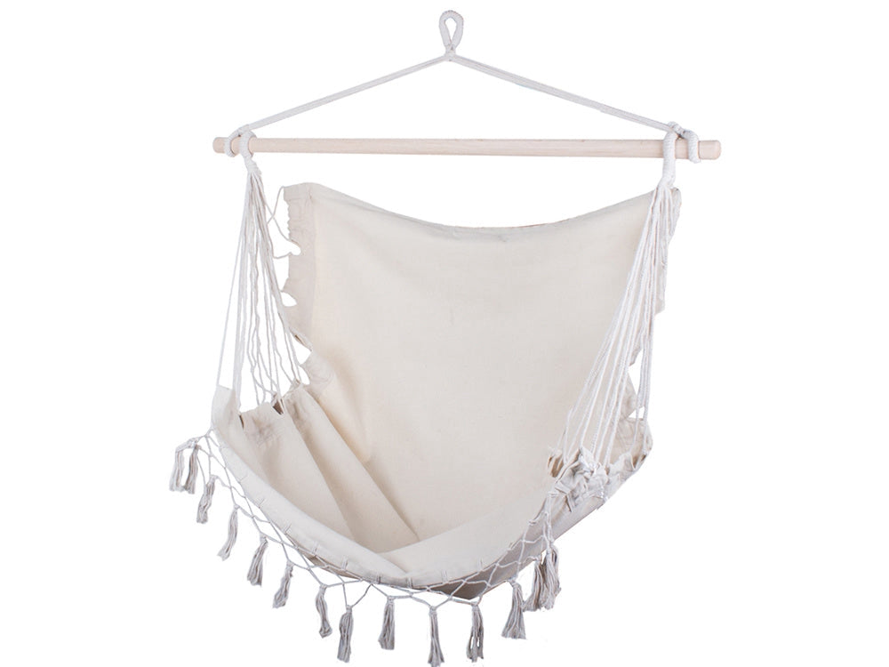 Hängstol hammock chair bomull/polyester med trästång 90 cm
