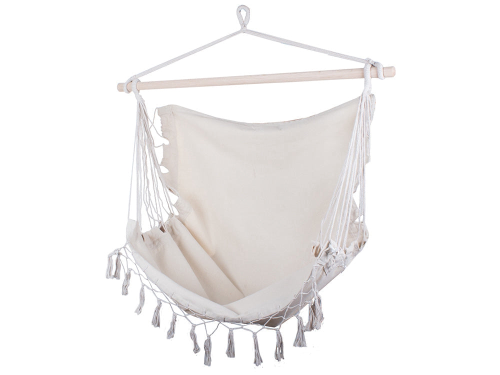 Hängstol hammock chair bomull/polyester med trästång 90 cm