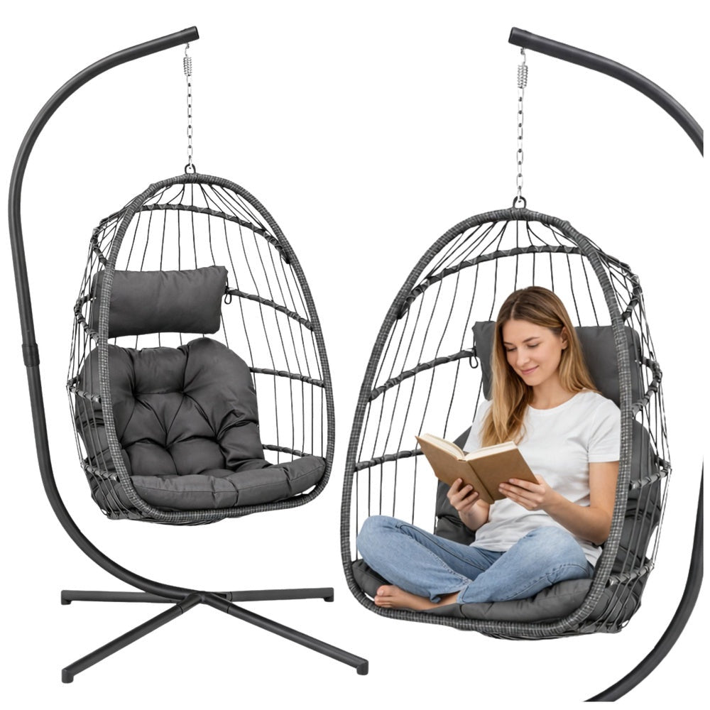 Hängstol korg med stativ PE-rattan/stål 192 cm max 120 kg