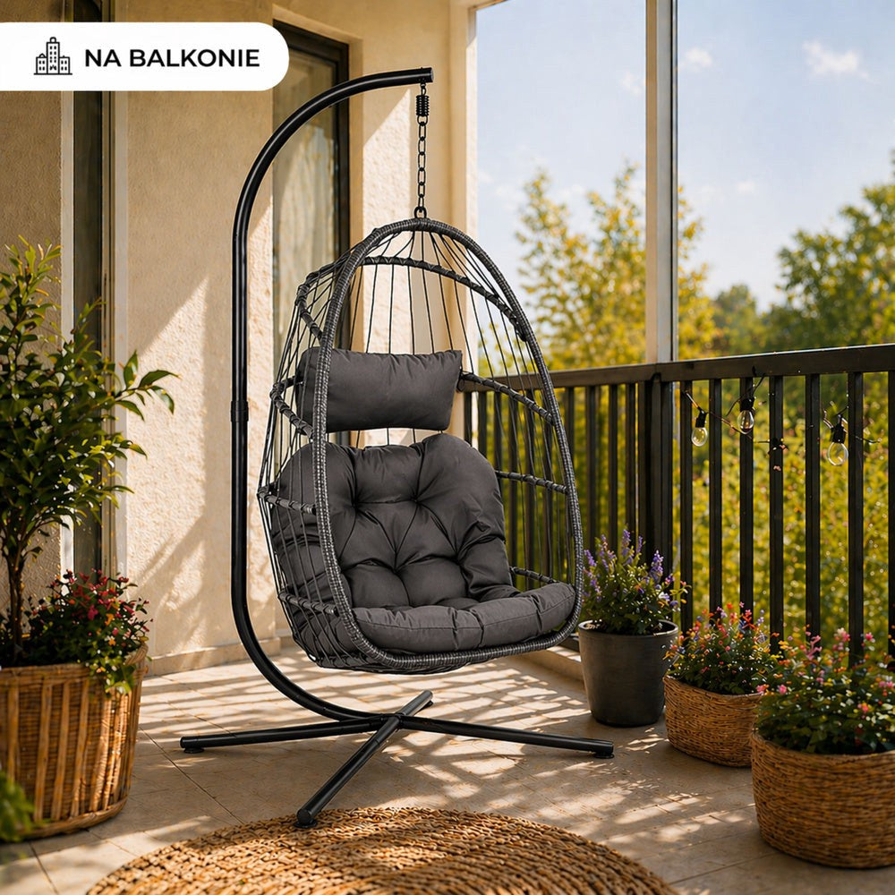 Hängstol korg med stativ PE-rattan/stål 192 cm max 120 kg