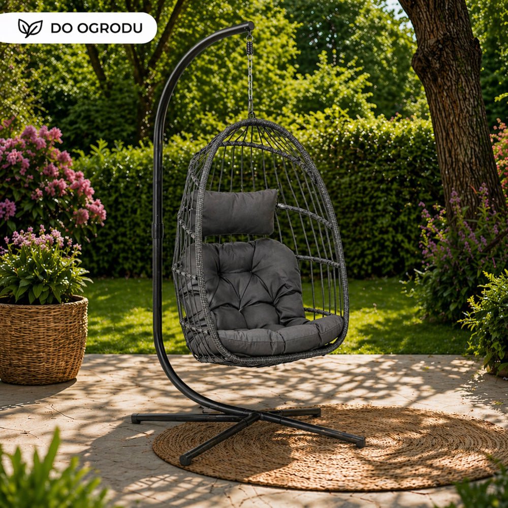 Hängstol korg med stativ PE-rattan/stål 192 cm max 120 kg