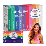 Holi färgpulver set 10x100 g påsar, 10 färger för fest och fotosession