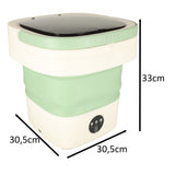 Hopfällbar campingtvättmaskin 12 L 12 V IPX4 med centrifug grön