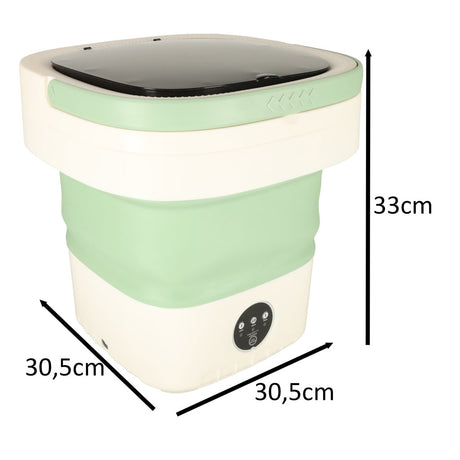 Hopfällbar campingtvättmaskin 12 L 12 V IPX4 med centrifug grön