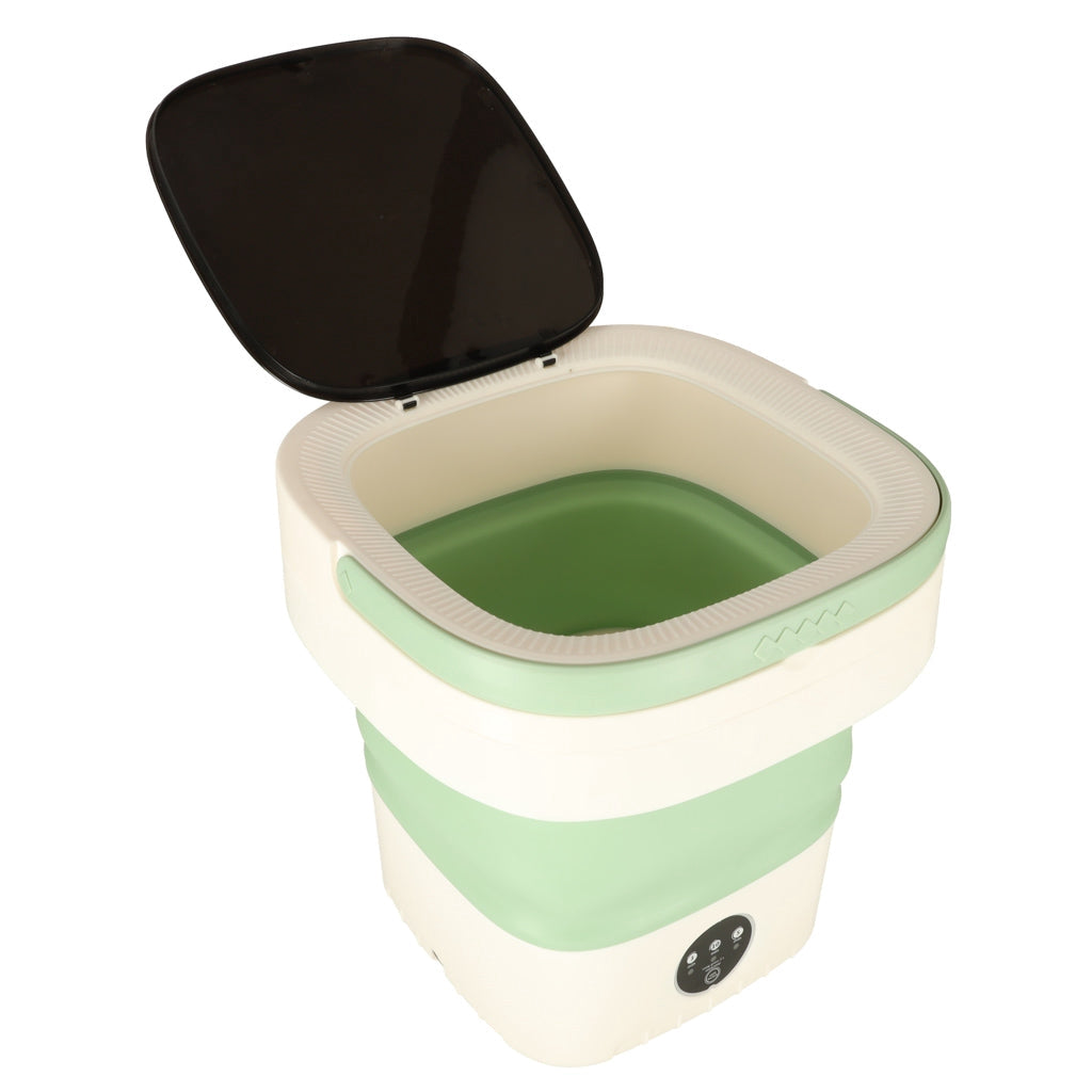 Hopfällbar campingtvättmaskin 12 L 12 V IPX4 med centrifug grön