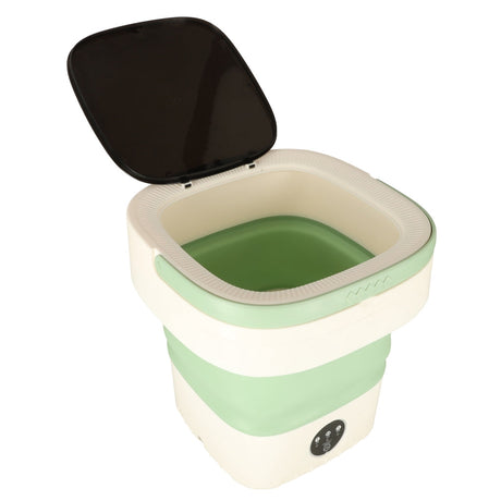 Hopfällbar campingtvättmaskin 12 L 12 V IPX4 med centrifug grön