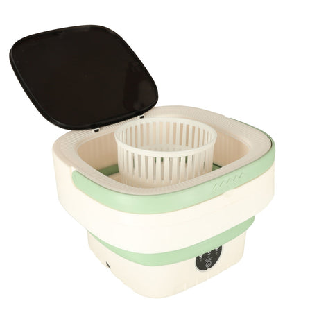 Hopfällbar campingtvättmaskin 12 L 12 V IPX4 med centrifug grön