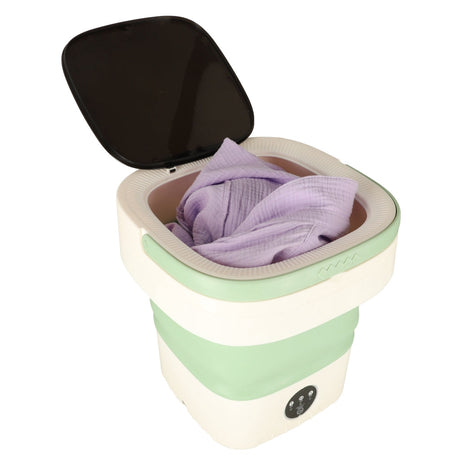 Hopfällbar campingtvättmaskin 12 L 12 V IPX4 med centrifug grön