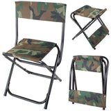 Hopfällbar fiskestol/campingstol med ryggstöd camouflage 64 cm