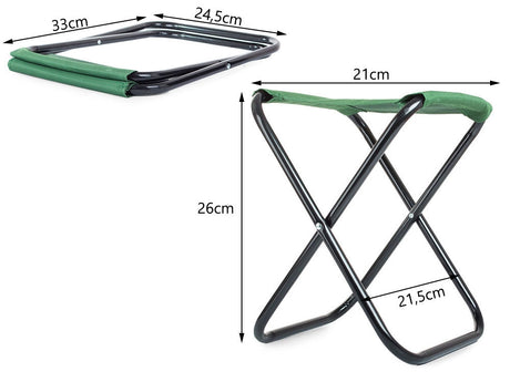 Hopfällbar fiskestol i metall, grön, 26 cm