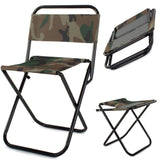 Hopfällbar fiskestol med ryggstöd camouflage, metallram 59 cm
