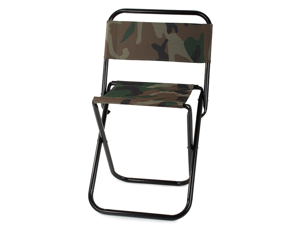 Hopfällbar fiskestol med ryggstöd camouflage, metallram 59 cm