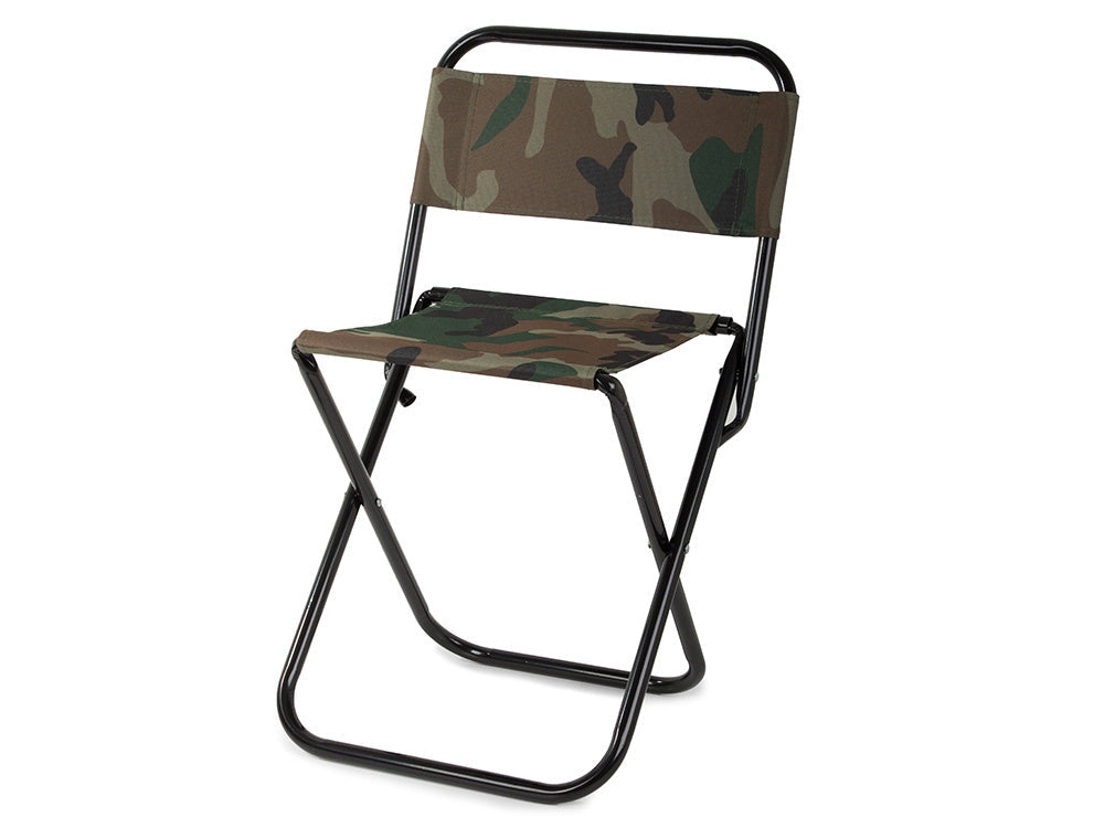 Hopfällbar fiskestol med ryggstöd camouflage, metallram 59 cm