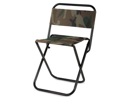 Hopfällbar fiskestol med ryggstöd camouflage, metallram 59 cm
