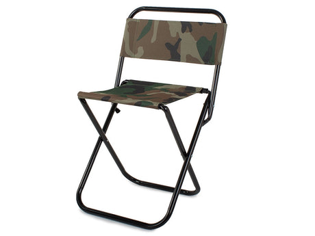 Hopfällbar fiskestol med ryggstöd camouflage, metallram 59 cm